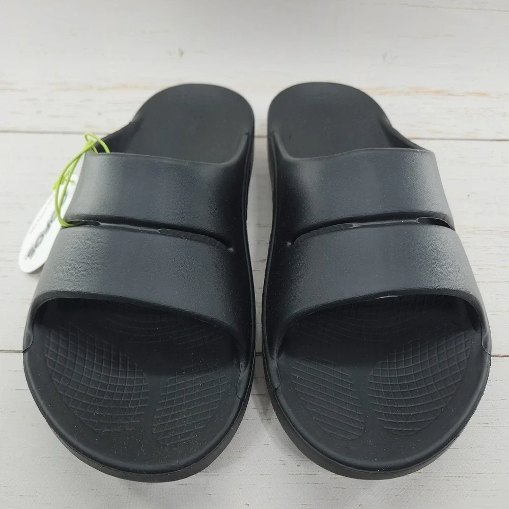OOFOS‎ OOahh Recovery Black Slip On Slide Sandals Mens 10 Comfort Sport Athletic